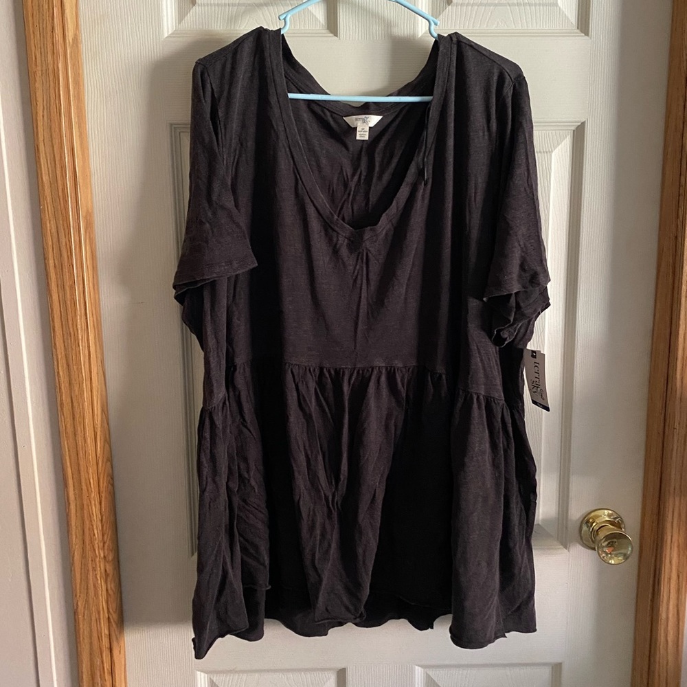NWT - Terra & Sky Babydoll V Neck Top - 3X 24W-26W